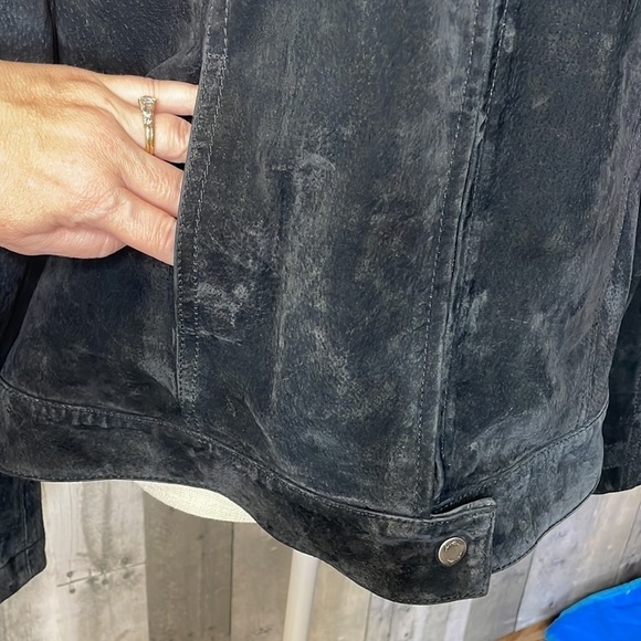 I.E. Relaxed brand black suede leather jacket. Two pockets. Front zip. Large‎ - Picture 4 of 13